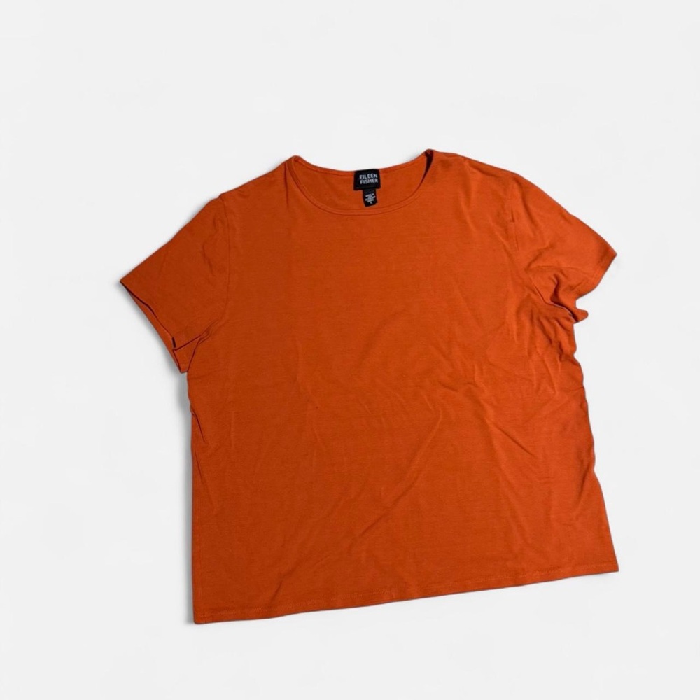 EILEEN FISHER Rust Orange Short Sleeve Tee